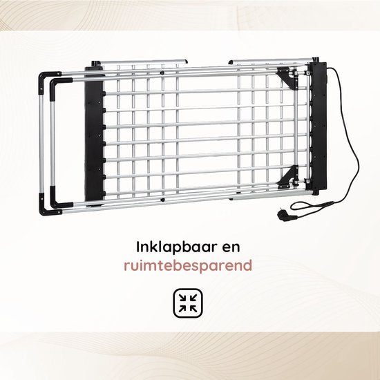 Eleganca Elektrisch Droogrek XL - Verwarmd Wasrek voor Kleding en Handdoeken - Timer met Touchscreen - 220-240V - 310W - Zilver