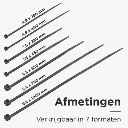 Eleganca Tie wraps - Kabelbinders - T rap - Tie rips - UV Bestendig - Draagkracht 22 kg - Wit - 100 Stuks - 4,8 x 380 mm