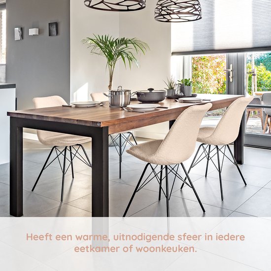 Casamoda Eetkamerstoelen - Set van 4 - Keukenstoelen - Beige - Teddy