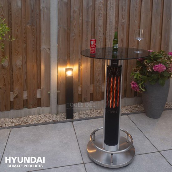 Hyundai Statafel met elektrische verwarming - Bartafel - Heater terrasverwarming - Infrarood verwarming - 1600W - Ø 70 x 110 cm