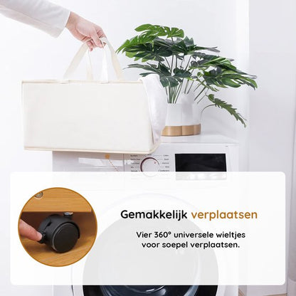 Nancy's Eleganca Wassorteerder 3 Vakken - Wasmand - Met Wieltjes - Bamboe - ± 40 x 35 x 120 cm