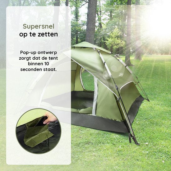 Nancy's Eastwall Kampeertent - Pop-up Campingtent - 4 Persoons Tent - UV-Bescherming - Groen - 230 x 230 x 145 cm