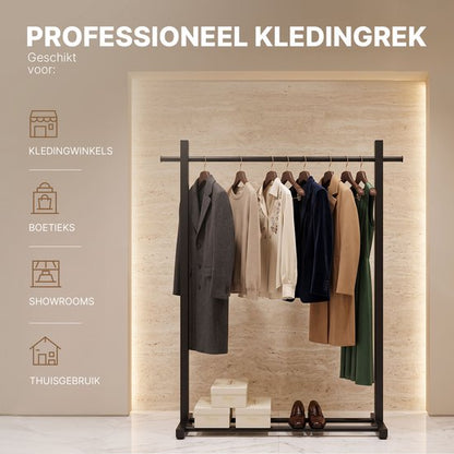 Eleganca Eleganca Professioneel Stevig Kledingrek - Garderoberek Geschikt voor Kledingwinkels & Boetieks - Draagvermogen 100kg - Metaal - Zwart - 120 x 40 x 160 cm