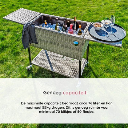 AXI Country Cooler Wicker Bruin - Koelbox met wielen - 76L inhoud - Koelbox met aftapkraan