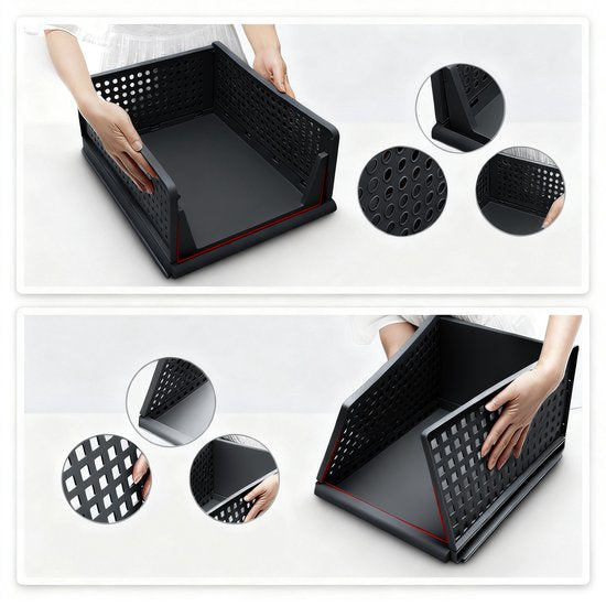 Eleganca Kastorganizers - Ladeboxen - Opbergboxen - Set van 3 - Zwart - ± 40 x 35 x 55 cm