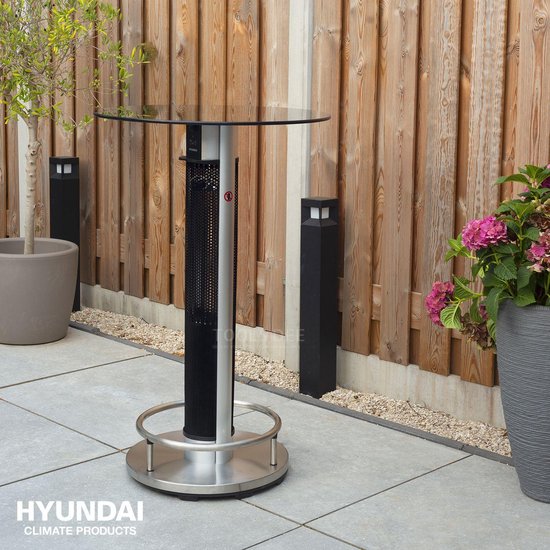 Hyundai Statafel met elektrische verwarming - Bartafel - Heater terrasverwarming - Infrarood verwarming - 1600W - Ø 70 x 110 cm