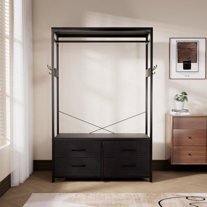 Casamoda Kledingkast - Wandgarderobe - Opbergkast - Kleerkast - Kapstok - Zwart - 100 x 40 x 180 cm