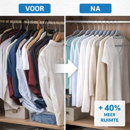 Nancy's Eleganca Kledinghangers - Set van 30 - Kleerhangers - Met Broeklat - Anti-Slip - Kunststof - Grijs