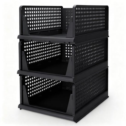 Eleganca Kastorganizers - Ladeboxen - Opbergboxen - Set van 3 - Zwart - ± 40 x 35 x 55 cm