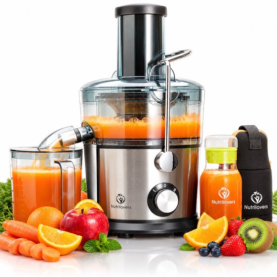 Nancy's Nutrilovers QUICK-JUICER PRO Slowjuicer - Sapcentrifuge - Citruspers - Keukenmachine - 800W - 2 snelheden - RVS - BPA Vrij