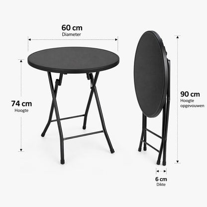 Nancy's Bardi Inklapbare Tafel - Campingtafel - Vouwtafel - Klaptafel - Rond - Zwart - Ø60 x 74cm