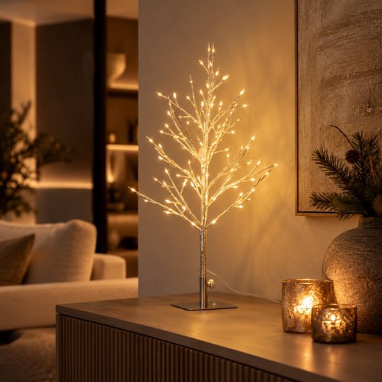 Nancy's Kristmar Decoratieve Kerstboom met LED Verlichting - Metalen Kerstboom - Verlichte Decoratieboom - Kerstversiering - 60 cm