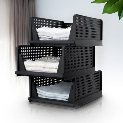 Eleganca Kastorganizers - Ladeboxen - Opbergboxen - Set van 3 - Zwart - ± 40 x 35 x 55 cm