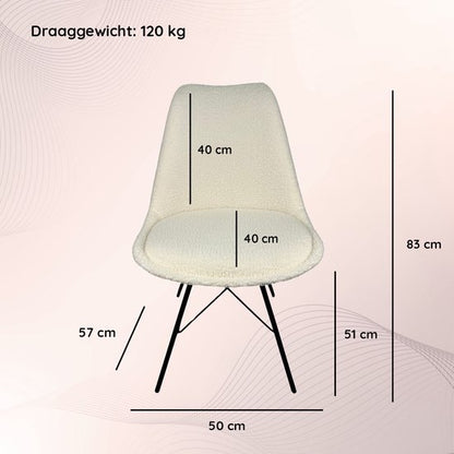 Casamoda Eetkamerstoelen - Set van 4 - Keukenstoelen - Off White - Teddy