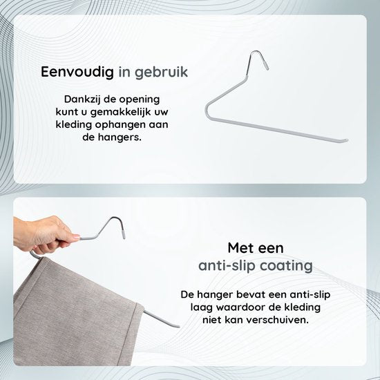 Nancy's Toscanella Luxe Broekhangers - Set van 15 - Kledinghangers - Anti-slip - Metaal - Grijs
