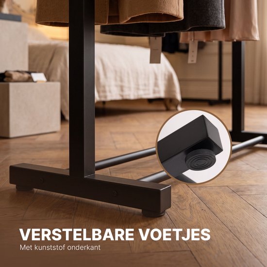 Eleganca Eleganca Professioneel Stevig Kledingrek - Garderoberek Geschikt voor Kledingwinkels & Boetieks - Draagvermogen 100kg - Metaal - Zwart - 120 x 40 x 160 cm