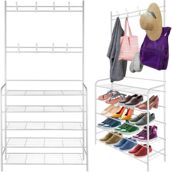 Eleganca Wardrobe rack with coat rack and 5 shelves White