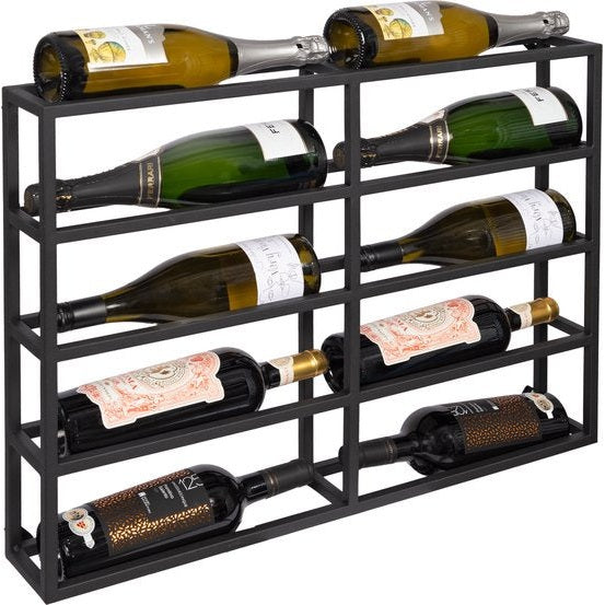 Eleganca Wijnrek - Wijnmeubel - Flessenrek - 10 Flessen - Zwart - Staal - ± 70 x 10 x 50 cm