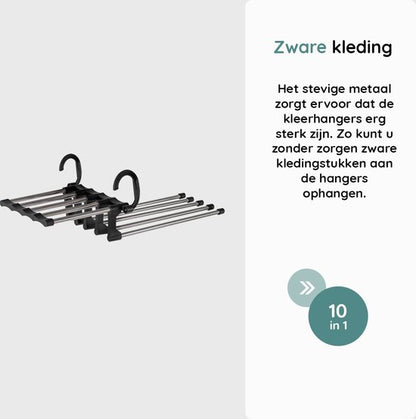Nancy's Toscana Luxe broekhangers - 10 in 1 - Multifunctionele pantalonhanger - Zilver / Zwart