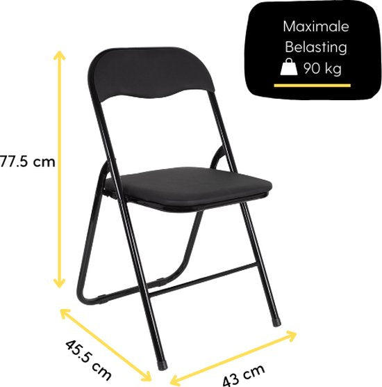Eastwall Klapstoelen Premium - Set van 6 Stoelen - Vouwstoel - Zwart