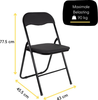 Eastwall Folding Chairs Premium - Set of 6 Chairs - Folding Chair - Black