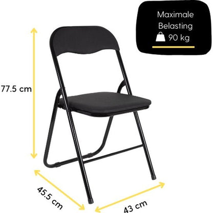 Eastwall Folding Chairs Premium - Lot de 6 chaises - Chaise pliante - Noir