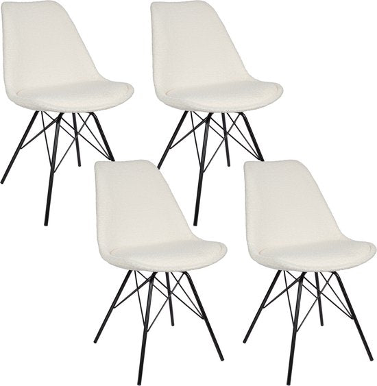 Casamoda Eetkamerstoelen - Set van 4 - Keukenstoelen - Off White - Teddy