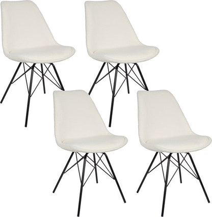 Casamoda Eetkamerstoelen - Set van 4 - Keukenstoelen - Off White - Teddy