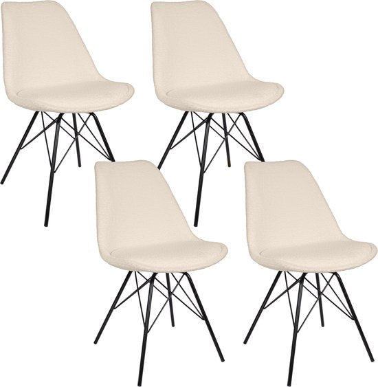 Casamoda Eetkamerstoelen - Set van 4 - Keukenstoelen - Beige - Teddy