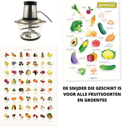 Nanyc's Stella Elektrische Groentesnijder - Vleesmolen - Keukenmachine - Hakmolen - Uiensnijder - Mulitfunctioneel - 500W - 1.8L