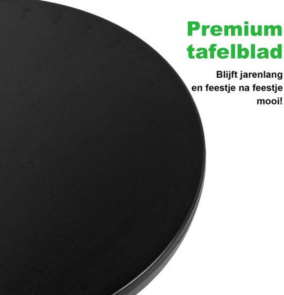 Nancy's Bardi Inklapbare Tafel - Campingtafel - Vouwtafel - Klaptafel - Rond - Zwart - Ø60 x 74cm
