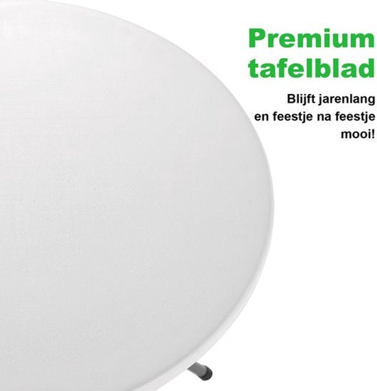 Nancy's Bardi Inklapbare Tafel - Balkontafel - Campingtafel - Vouwtafel - Klaptafel - Rond - Wit- Ø60 x 74cm