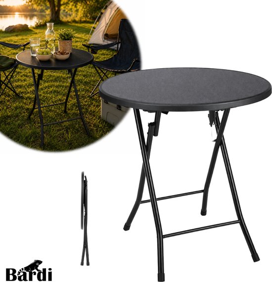 Nancy's Bardi Inklapbare Tafel - Campingtafel - Vouwtafel - Klaptafel - Rond - Zwart - Ø60 x 74cm