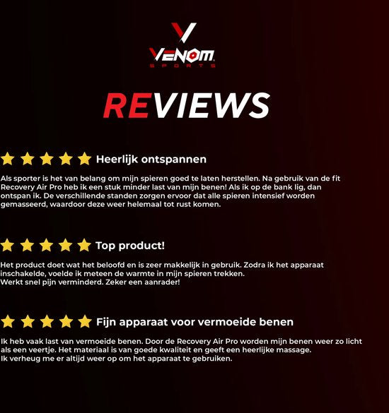 Venom Sports Air Pro Recovery - Beenmassage Apparaat - Voetmassage - Verstelbaar - 3 Massagestanden + Warmtefunctie