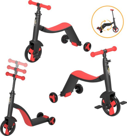 Nancy's HoneyBump Swifty Loopfiets - Kinderstep - Driewieler - Step In 3 hoogtes verstelbaar - Rood