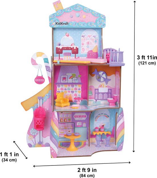 Nancy's KidKraft Snoepkasteel Poppenhuis - Speelhuis - Speelkasteel voor Kinderen - Speelgoed - Poppen Speelgoed - Speelset - Snoephuis