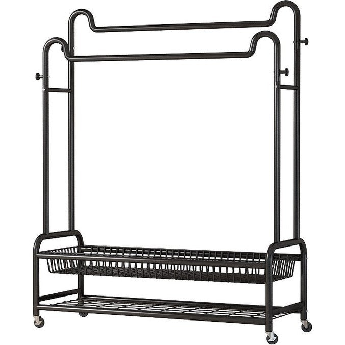 Eleganca Kledingrek XXL - Kledingstang - Garderoberek - 2 Stangen en 4 Ophanghaken - Zwart - Staal - B150 x D45 x H170 cm