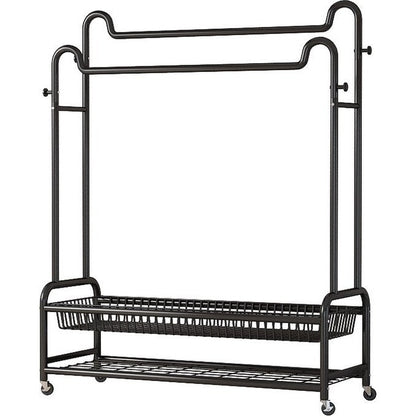 Eleganca Kledingrek XXL - Kledingstang - Garderoberek - 2 Stangen en 4 Ophanghaken - Zwart - Staal - B150 x D45 x H170 cm