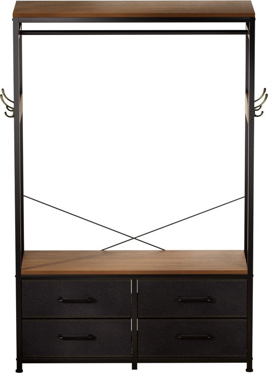 Casamoda Kledingkast - Wandgarderobe - Kledingrek - Kleerkast - Kapstok - Walnoot - 100 x 40 x 180 cm