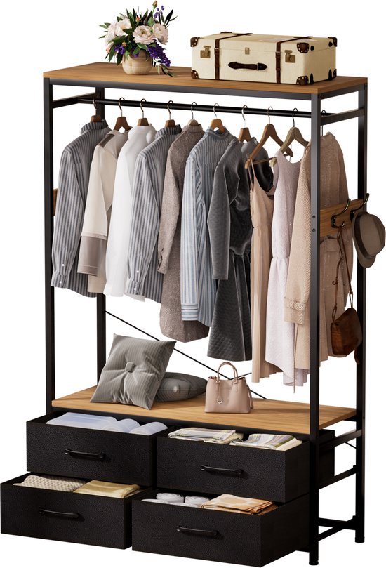 Casamoda Kledingkast - Wandgarderobe - Kledingrek - Kleerkast - Kapstok - Goud Eiken - 100 x 40 x 180 cm
