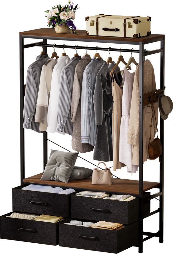 Casamoda Kledingkast - Wandgarderobe - Kledingrek - Kleerkast - Kapstok - Walnoot - 100 x 40 x 180 cm
