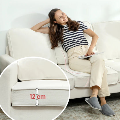 Nancy's Minozzo 3-Zitsbank - Driepersoonsbank - Bank 3 personen - Crèmewit - Fluweel - ± 185 x 80 x 80 cm