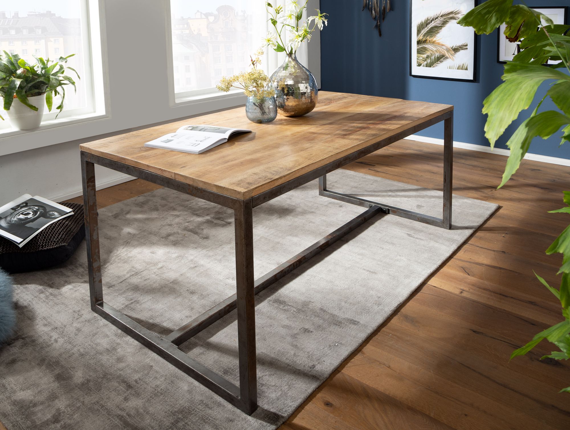 Nancy's Bretagne Dining table for 4 people - Kitchen table - Industrial table - Dining room table - 120 x 60 x 77 cm