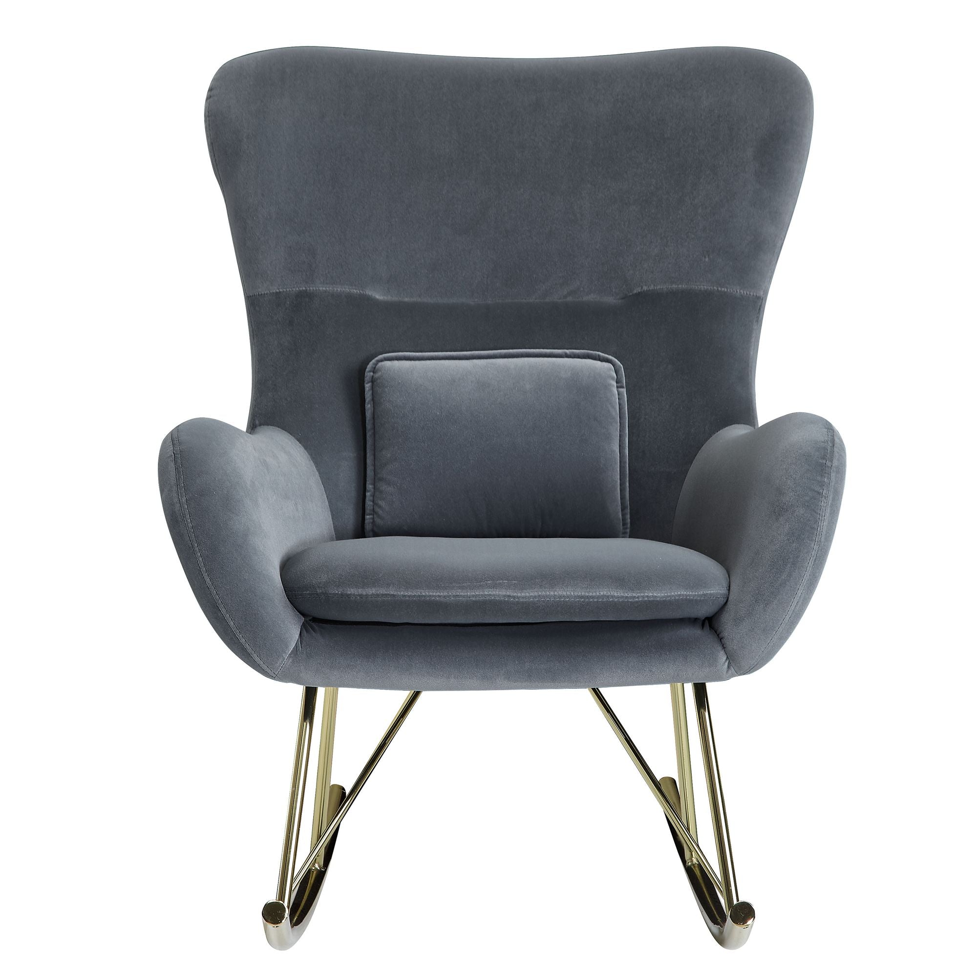 Nancy's Pecos Rocking Chair - Armchair - Velvet - Metal - Relax Armchair - Light Gray/Dark Gray - 74x101x89 cm