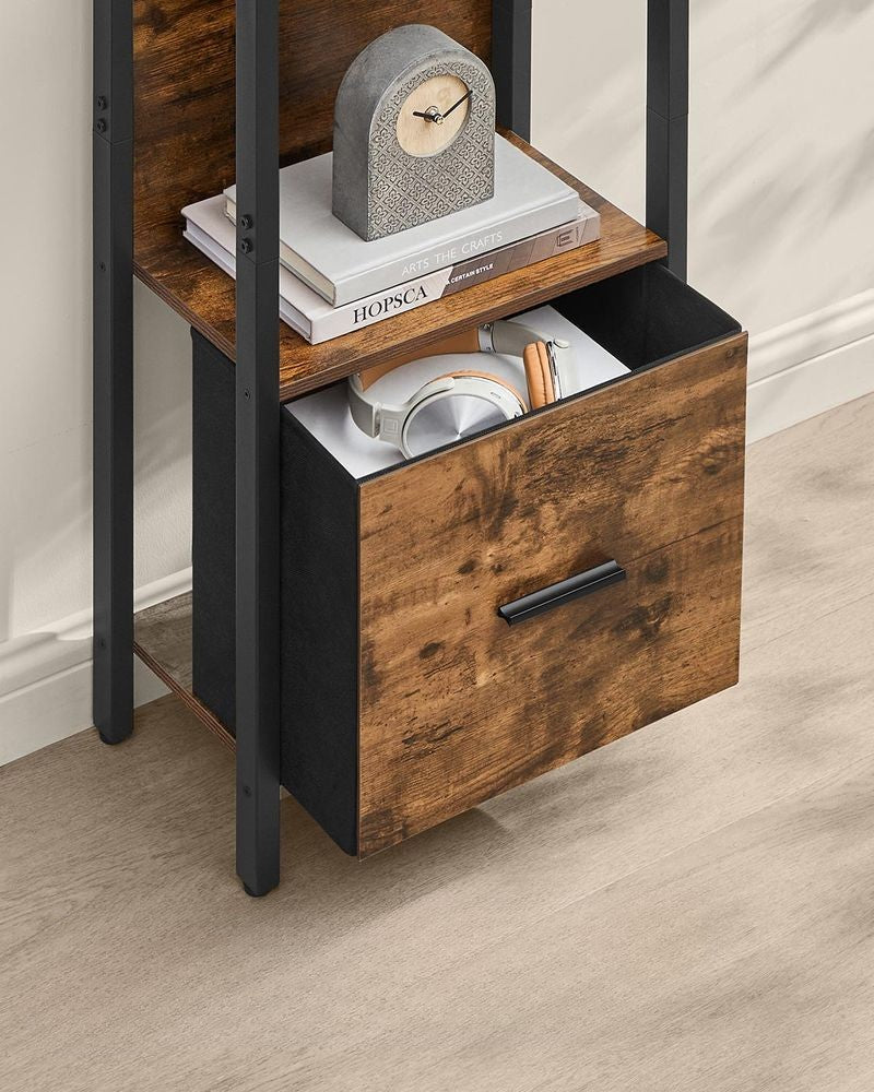 Nancy's Mercatino Boekenkast - Opbergkast - Vitrinekast - Vintage Bruin / Zwart - ± 40 x 25 x 165 cm