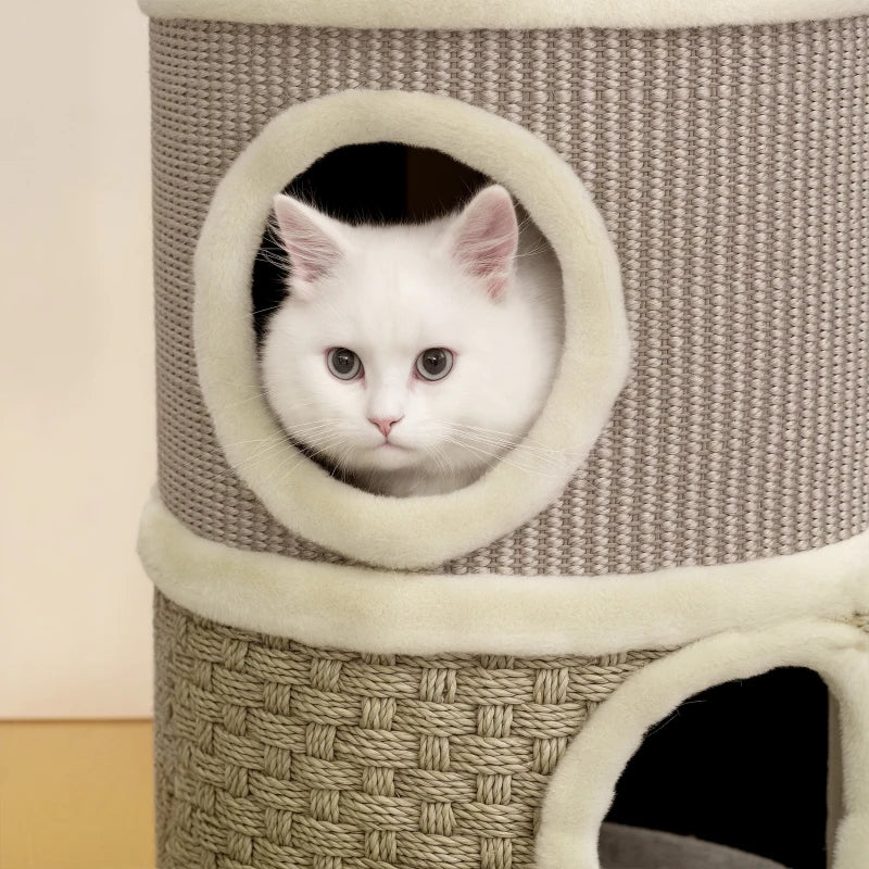 Nancy's Nuraminis Krabpaal - Kattenpaal - Krabmat - Pluche / Sisal - ± 35 x 35 x 50 cm