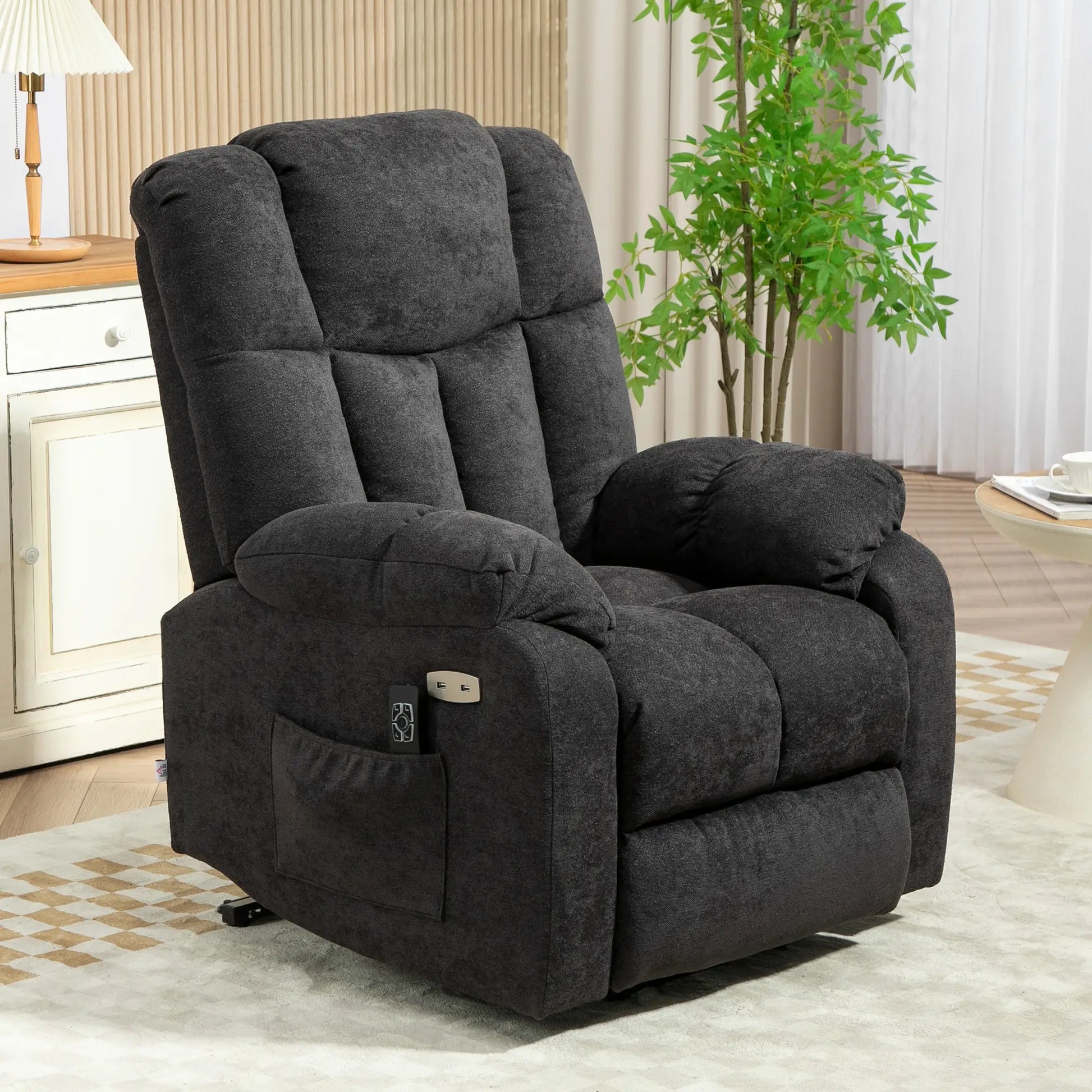 Nancy's Arcozelo Sta op stoel - Opsta stoel - Fauteuil - Relaxstoel - Zwart - Imitatielinnen