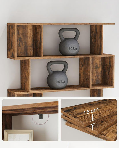 Nancy's Mesero Boekenkast - Opbergkast - Vitrinekast - S-vorm - Bruin - ± 90 x 25 x 160 cm
