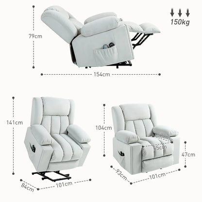 Nancy's Escalhao Sta op stoel - Opsta stoel - Seniorenstoel - Massagestoel - Relaxfauteuil - Lichtgrijs - Fluweel