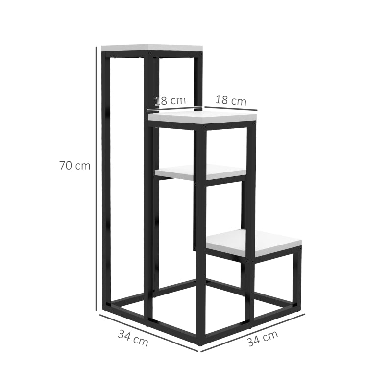 Nancy's Lleida Plant rack - Flower rack - Plant rack - Flower ladder - Black / White - ± 35 x 35 x 70 cm